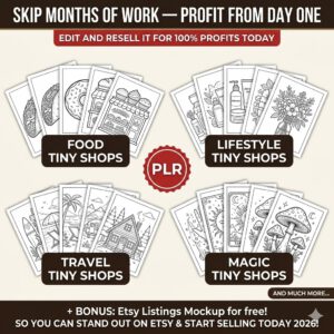 "The Tiny Shops Coloring Adventure: 150-Page Master Bundle with Full PLR & MRR Resell Rights!"