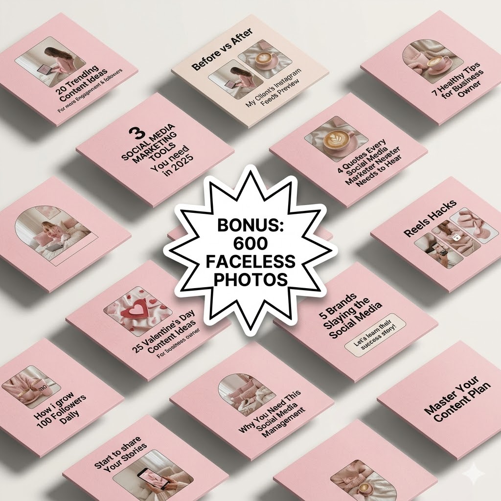 100 Aesthetic Pink Instagram Carousel Templates | Editable Canva PLR MRR - Image 2
