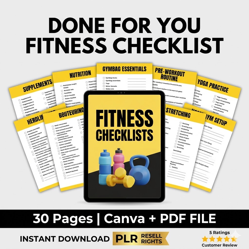 Fitness Checklist Printable with PLR Resell Rights.