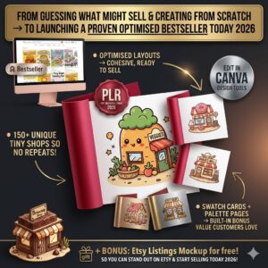 "The Tiny Shops Coloring Adventure: 150-Page Master Bundle with Full PLR & MRR Resell Rights!"