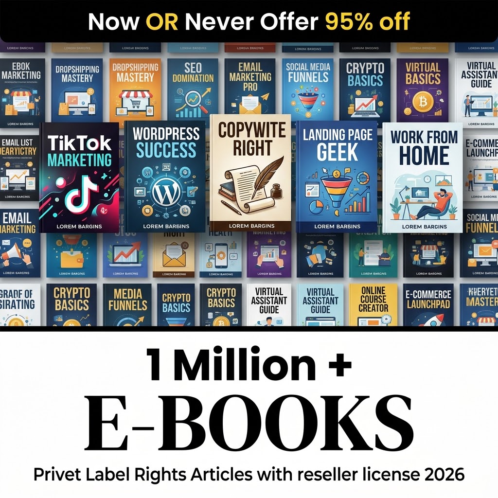 "The 2 Million+ Digital Treasure: 1M E-Books & 1M PLR Articles with Full Reseller Rights!"