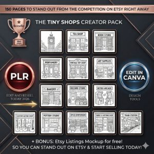 "The Tiny Shops Coloring Adventure: 150-Page Master Bundle with Full PLR & MRR Resell Rights!"