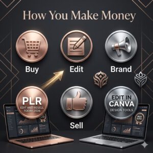 "Make Money Online Masterclass: 111-Page Canva Editable Ebook with Full Resell Rights for Passive Income Success!"