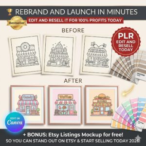 "The Tiny Shops Coloring Adventure: 150-Page Master Bundle with Full PLR & MRR Resell Rights!"