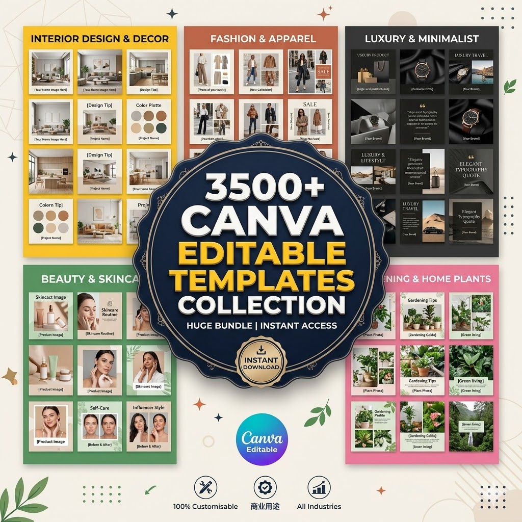 Save 100+ Hours of Designing: 3500+ Premium Canva Templates Mega Bundle