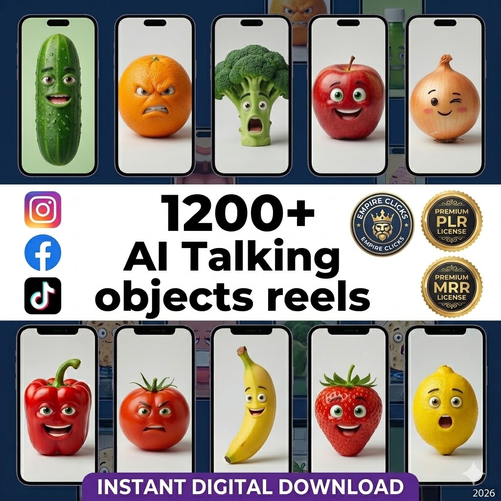 "The Ultimate 1200+ AI Talking Objects Bundle: High-Engagement Faceless Content with 100% Resell Rights!"