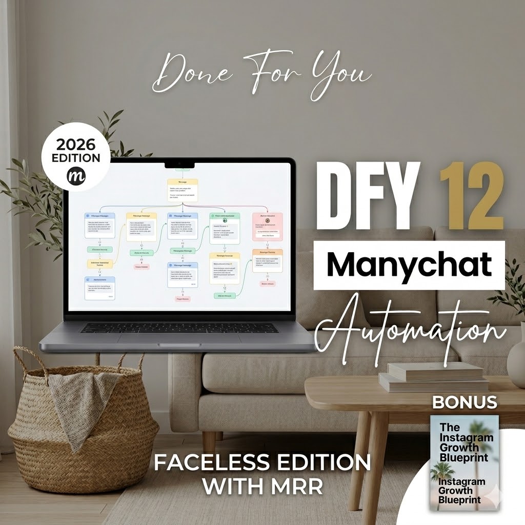 "DFY 12 Manychat Automation Flows: Full PLR & MRR Rights – Automate Your Sales & Scale Your Faceless Business on Autopilot!"