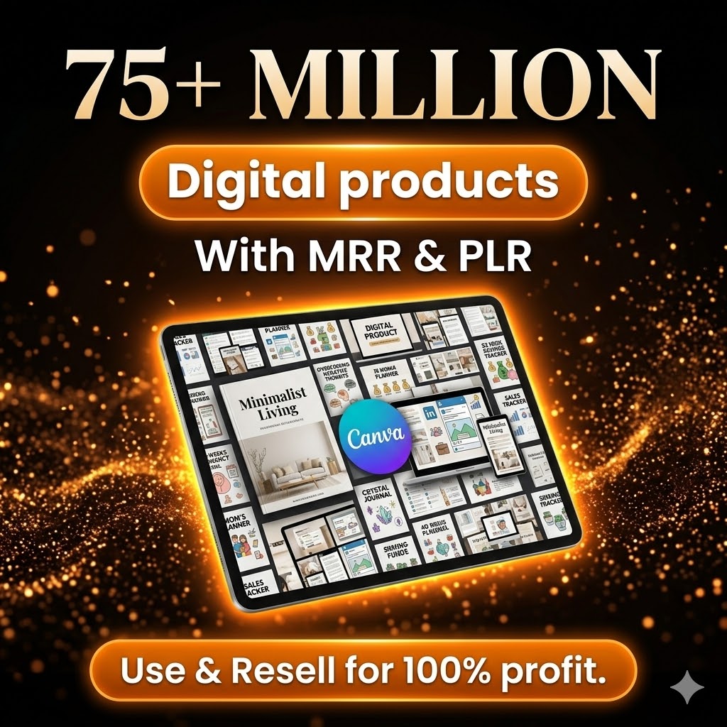 "The World's Largest 75M+ Digital Products Bundle: Commercial MRR + PLR Included – Ready to Rebrand, Resell, and Dominate!"