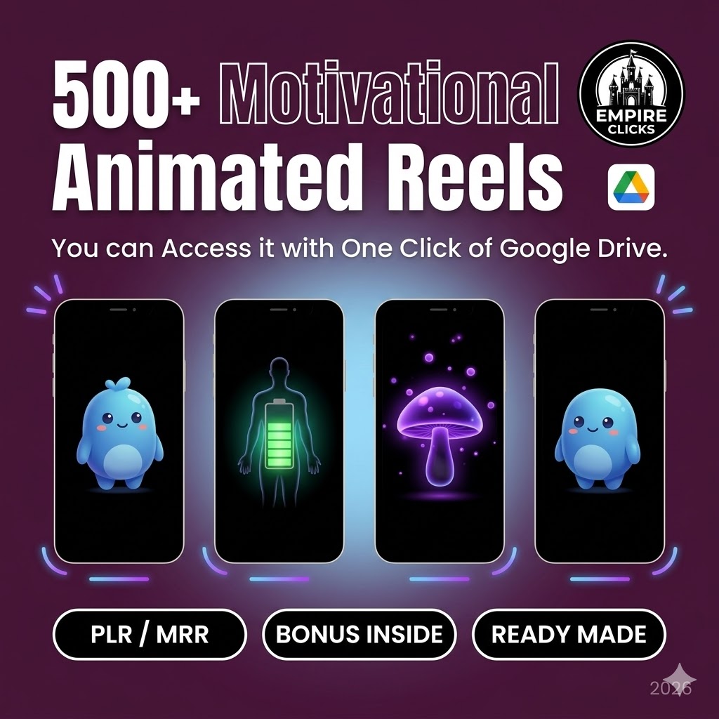 "Ultimate 500+ Motivational Reels Bundle (PLR/MRR): The Complete Faceless Growth Kit for 2026!"