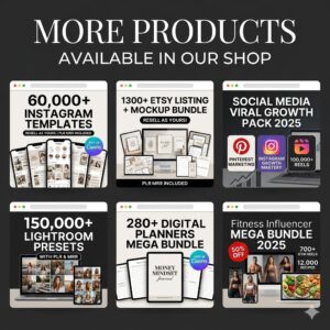 "All-in-One 7500+ Digital Planner Bundle: Business, Fitness, Wellness & Mindset – Fully Editable Canva Templates with Resell Rights!"