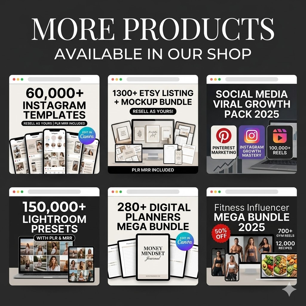 "All-in-One 7500+ Digital Planner Bundle: Business, Fitness, Wellness & Mindset – Fully Editable Canva Templates with Resell Rights!" - Image 7
